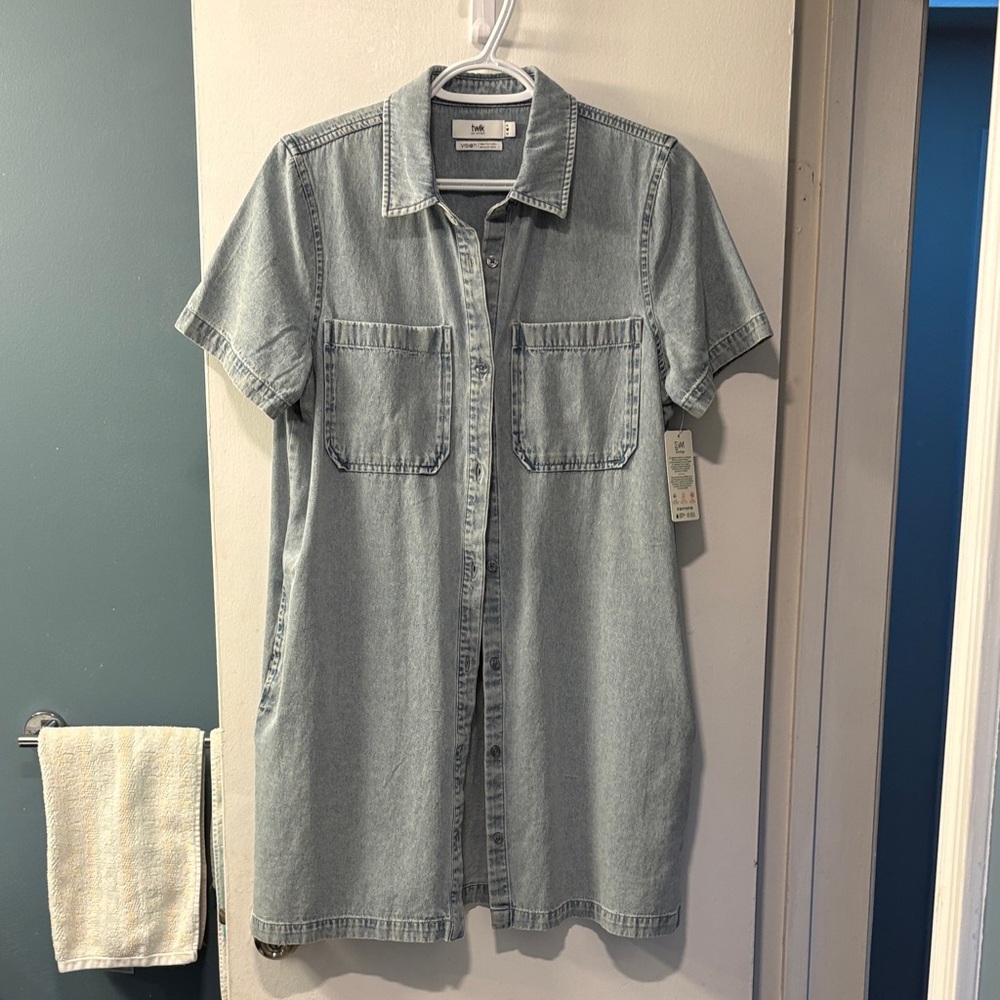 Denim Short Sleeve Shirt Dress
